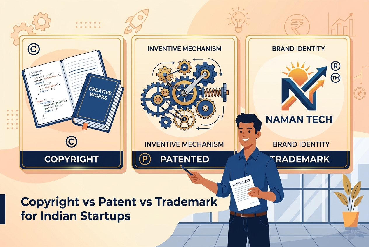 Copyright vs Patent vs Trademark for Indian Startups