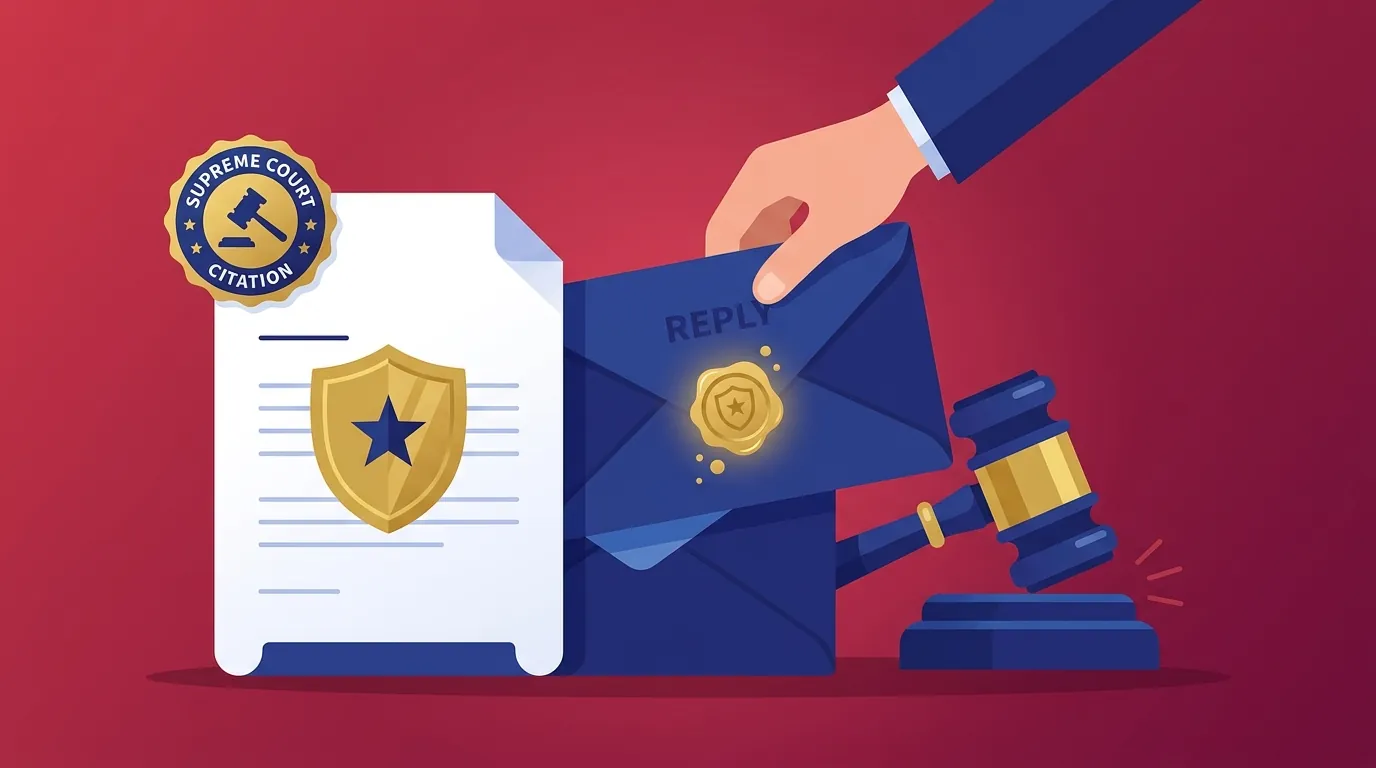 Legal notice reply generator — formal reply with Supreme Court citation and sealed envelope